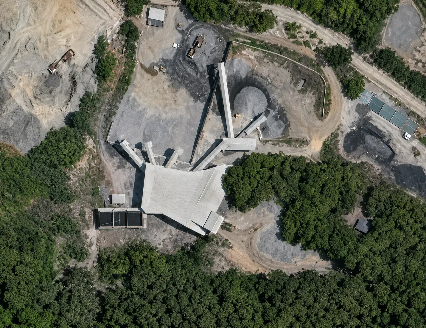 Aerial view of Alpha Bricks & Metals stone crusher plant in Mukkam Kerala